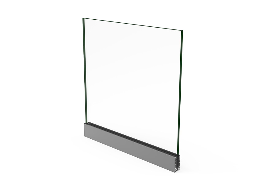 Section through the CORTIZO View Crystal Fit Plus Railing system, official manufacturer image