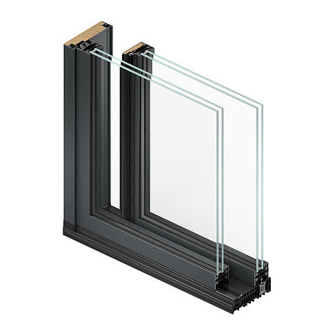 Jansen Janisol Arte 66 – 90° corner section of the lift-and-slide door, official render