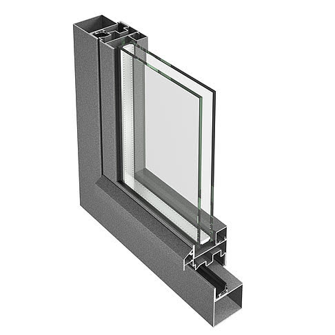 Jansen-Economy 50 – 90° corner section of the non-thermally-broken steel profile, official render
