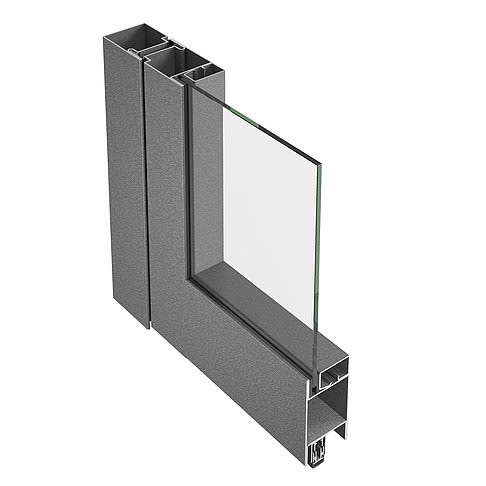 Jansen-Economy 50 – 90° corner section of the fire-resistant profile, official render