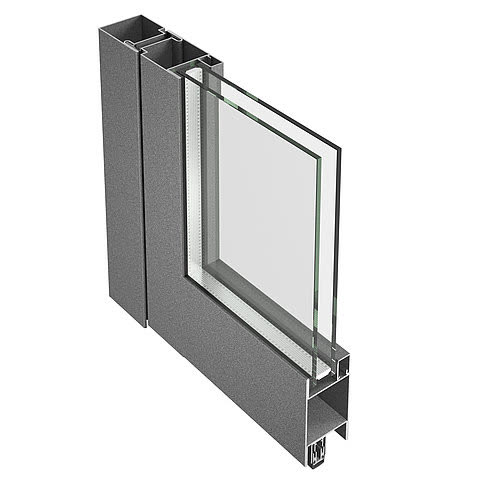 Jansen-Economy 50 – 90° corner section of the flush door profile, official render