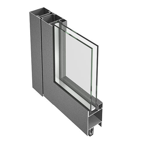 Jansen-Economy 60 – 90° corner section of the steel door profile, official render