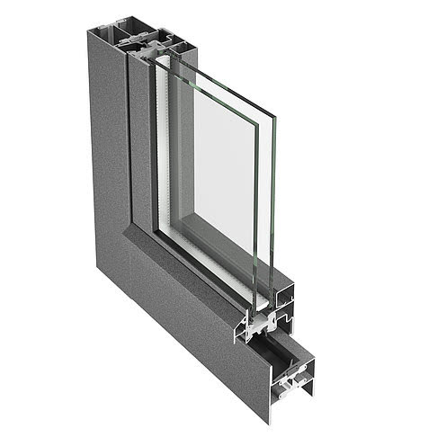 Jansen Janisol – 90° corner section of the steel window profile, official render