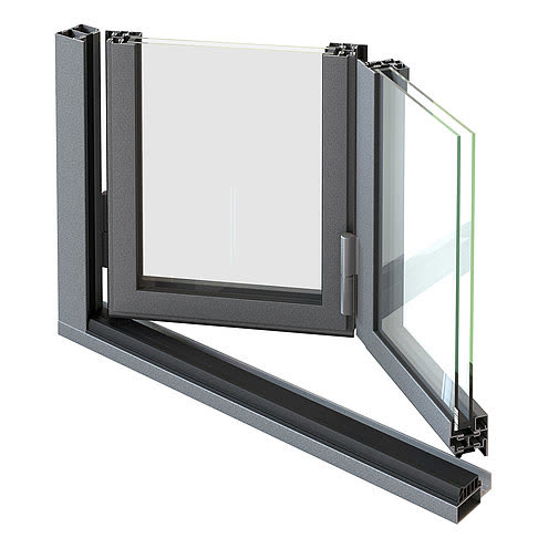 Jansen Janisol – 90° corner section of the steel folding partition, official render