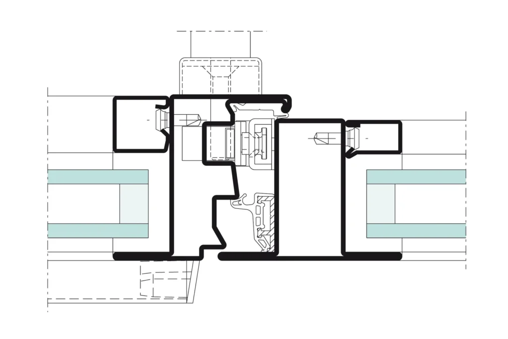 Detail section through the Jansen-Economy 50 window system, official Jansen technical drawing