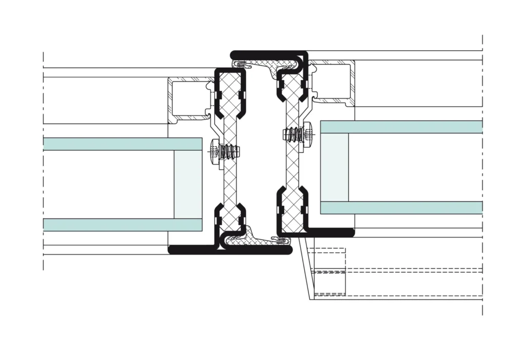 Detail section through the Jansen Janisol Arte 2.0 window system, official Jansen technical drawing