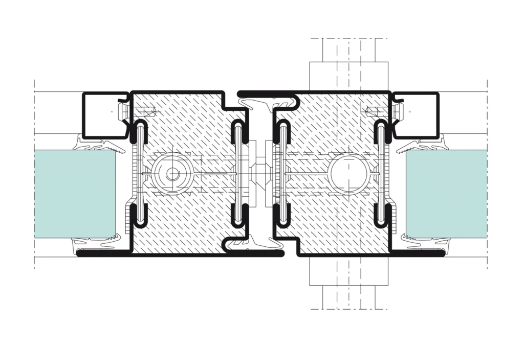 Detail section through the Jansen Janisol C4 EI60 / EI90 door system, official Jansen technical drawing