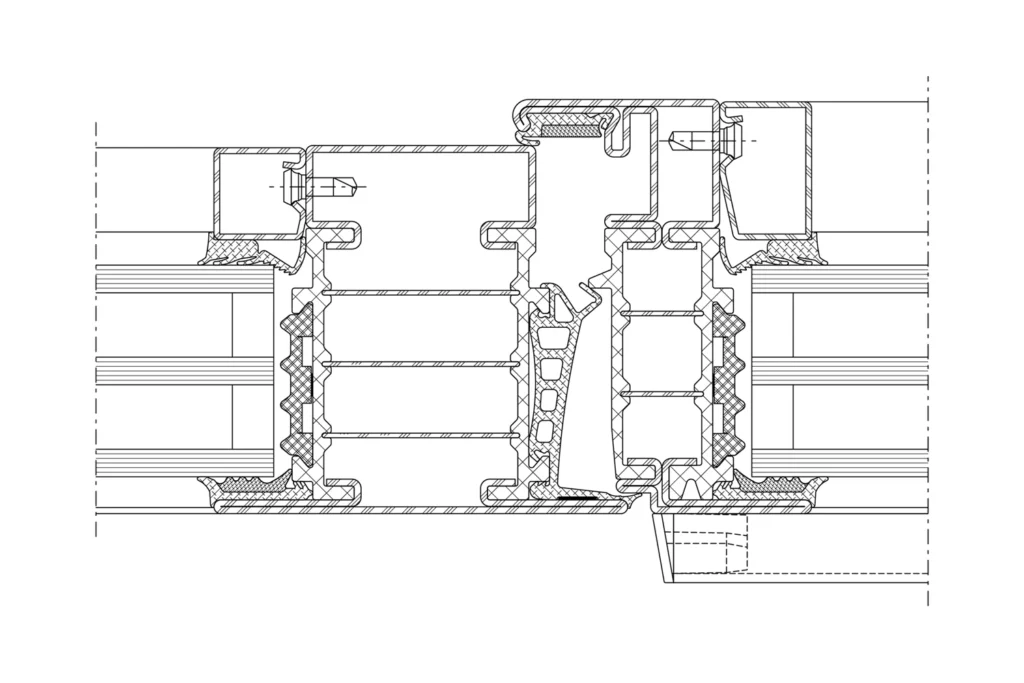 Detail section through the Jansen Janisol HI window system, official Jansen technical drawing
