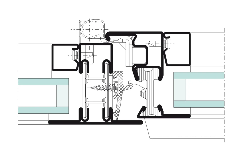 Detail section through the Jansen Janisol Primo window system, official Jansen technical drawing