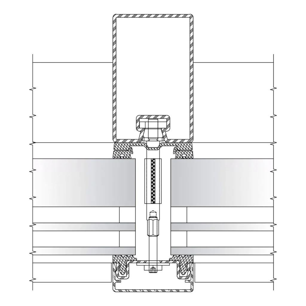 Detail section through the Jansen VISS Fire EI30, EI60 and EI90 façade system, official Jansen technical drawing