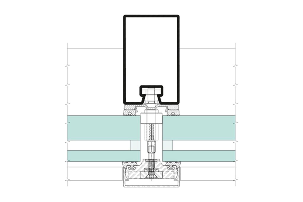 Detail section through the Jansen VISS Fire EI30 RC2/RC3 system