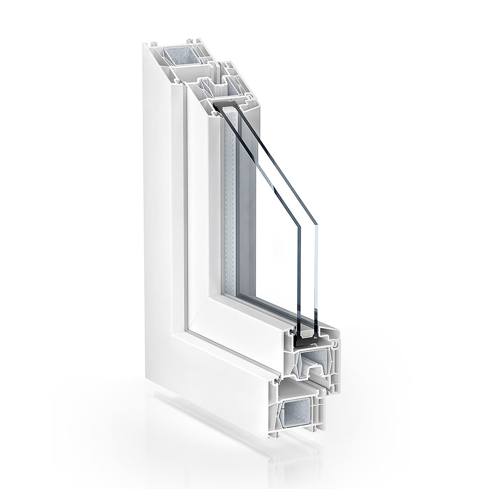 Kömmerling 70 AD – corner section of the PVC profile, official render
