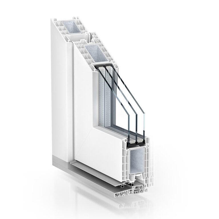 Kömmerling 76 entrance door – corner section of the profile, official render