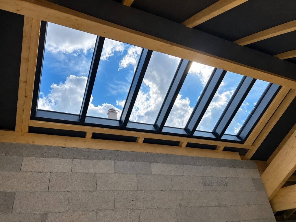 The rooflight seen from inside, top light in a loft conversion