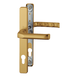 Set de mânere HOPPE London 113/2246 pe șild îngust, finisaj F4 aluminiu cu efect bronz