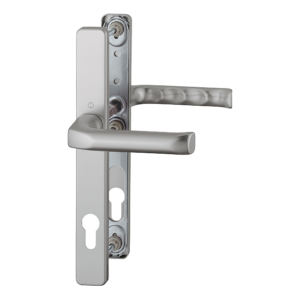 Set de mânere HOPPE London 113/2246 pe șild îngust, finisaj F9 aluminiu cu efect oțel